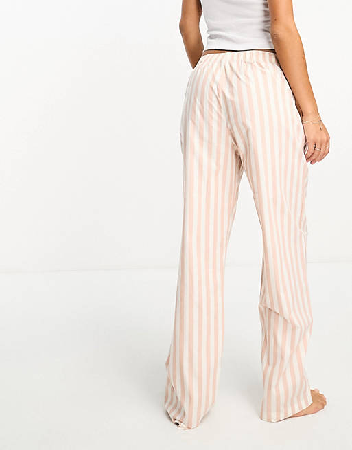 Calvin Klein sleep pants with logo waistband in beige stripe | ASOS