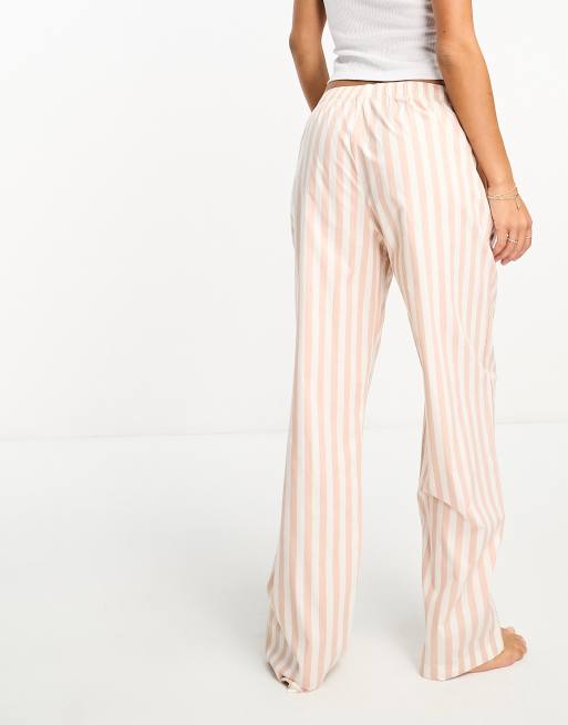 High-Waisted Sunday Sleep Striped Cropped Rib-Knit Wide-Leg Lounge Pants  for Women