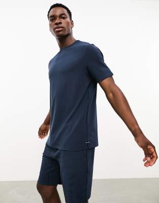 Calvin Klein sleep t shirt and short pajama set in navy ASOS