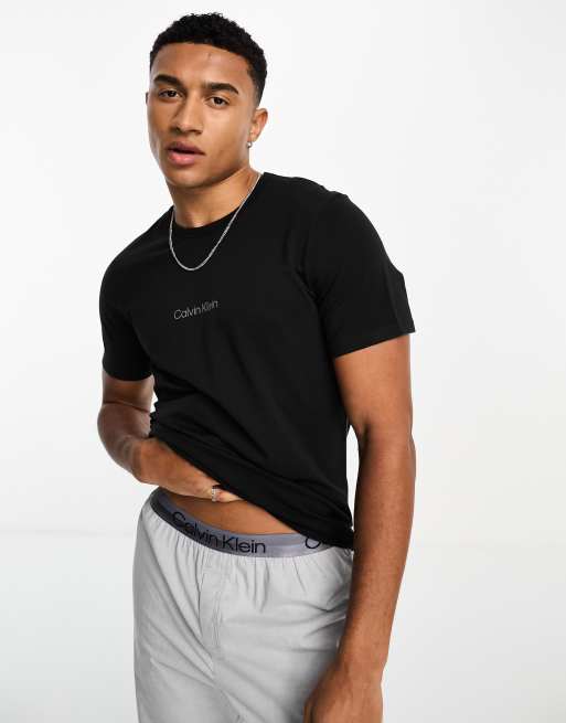 Calvin Klein sleep t-shirt and short set in black and grey