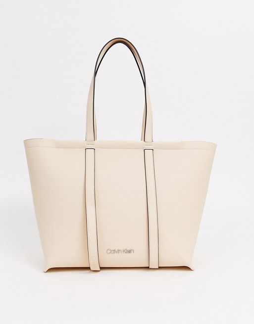 Calvin Klein Slide shopper bag in beige
