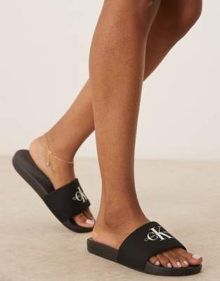 Calvin Klein - Slider in Schwarz mit Monogramm