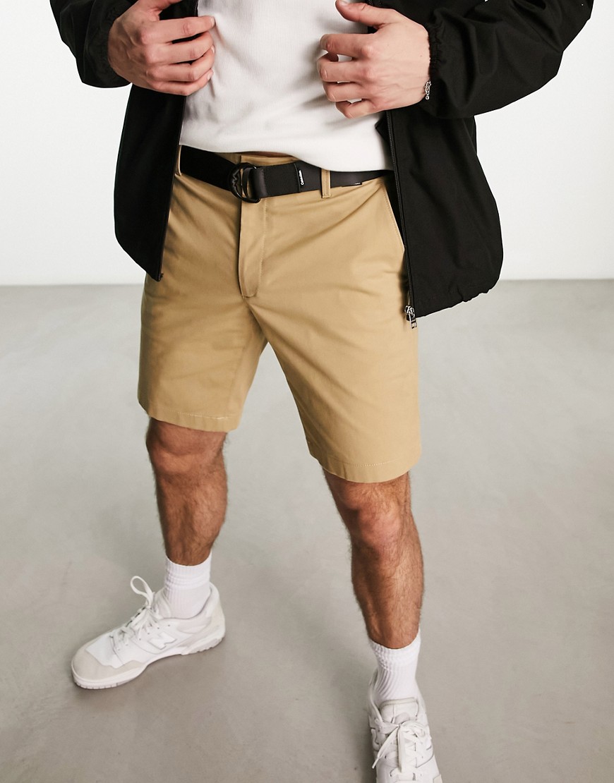 Calvin Klein Twill Slim Chino Shorts Beige