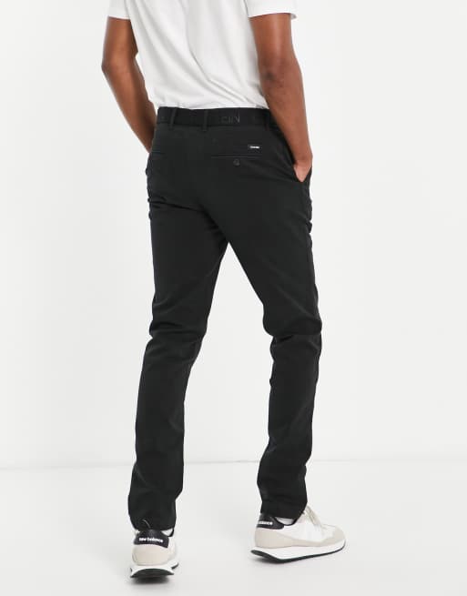 Calvin Klein Garment Chino Cotton Trousers, Slim Fit Ck Black