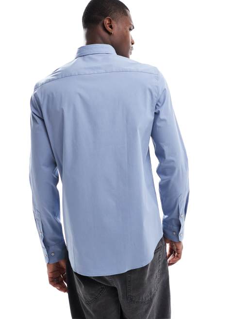 Calvin Klein - Slim-fit overhemd van popeline met stretch in lichtblauw, 4 van 4