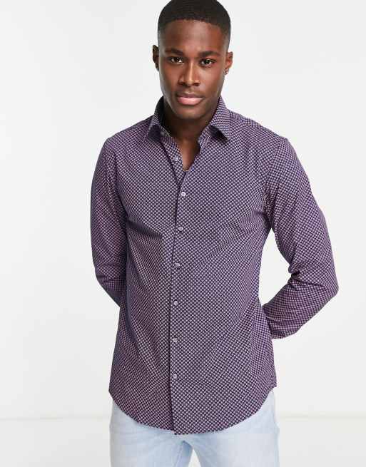 Calvin Klein slim poplin shirt in navy | ASOS