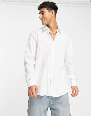 Calvin Klein slim poplin shirt in white