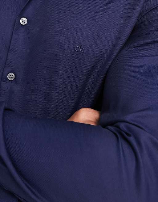 Calvin Klein slim shirt in navy, 2 of 4