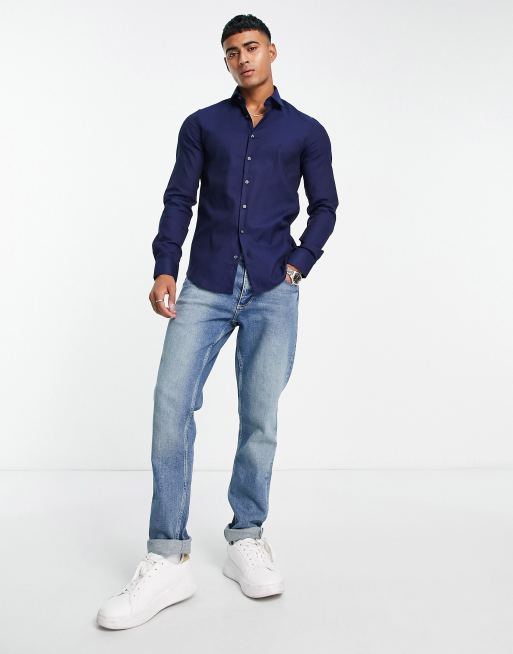 Calvin Klein slim shirt in navy