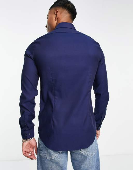 Calvin Klein slim shirt in navy, 4 of 4