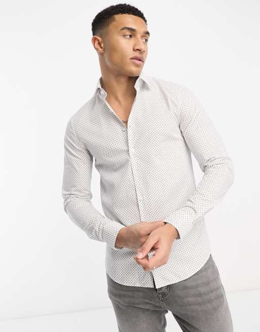 Calvin Klein slim shirt in white mini geo print | ASOS