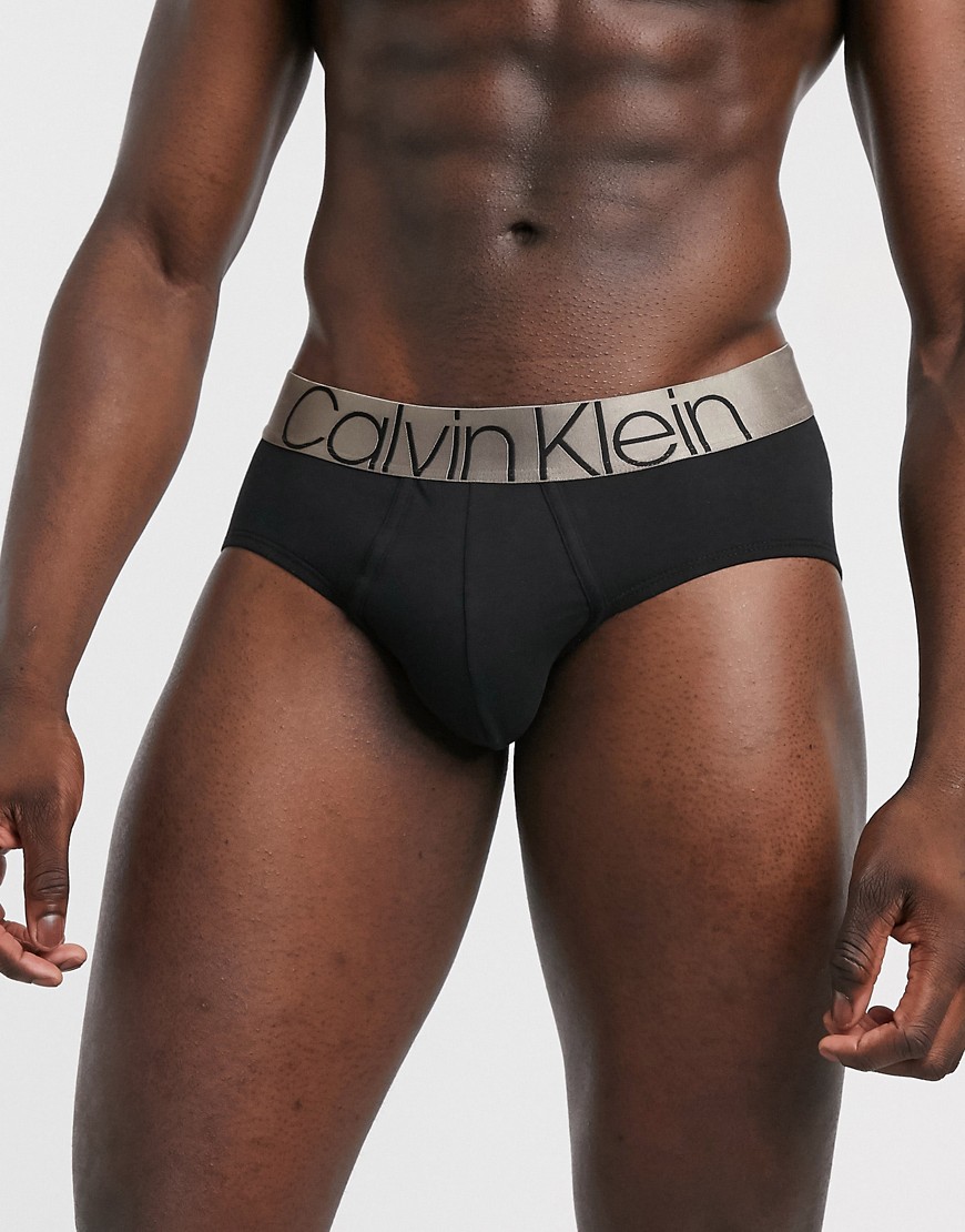 Calvin Klein - Slip met metallic tailleband in zwart
