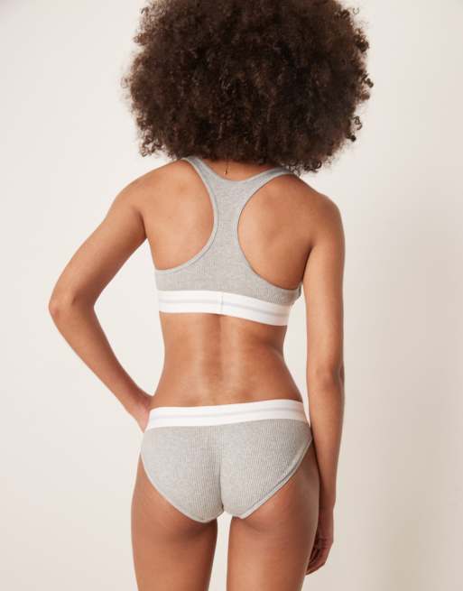 Calvin Klein – Slip mit Bikini-Schnitt aus geripptem Modal in Grau, 3 von 4