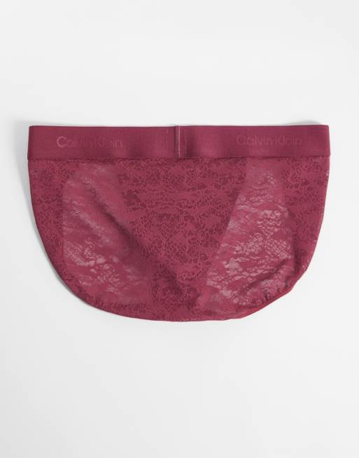 Calvin Klein slip sportivo in pizzo bordeaux, 4 di 4
