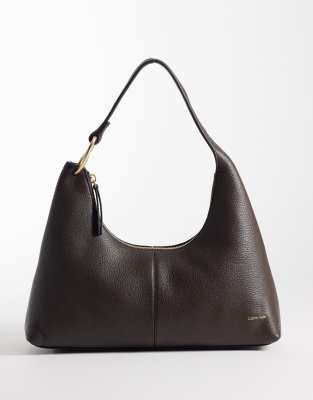Calvin Klein Slouchy Leather Shoulder Bag In Brown