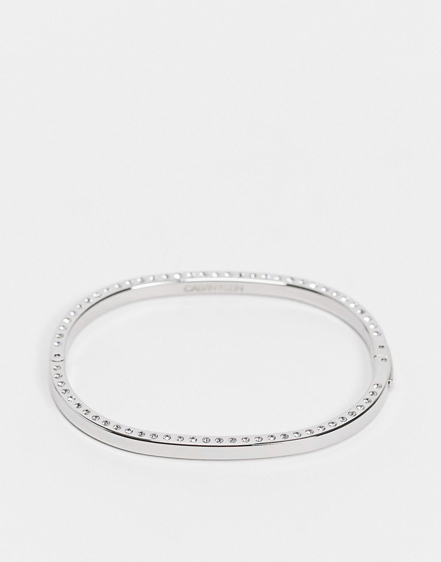 Calvin Klein - Sølvfarvet armbånd med Swarovski-krystaller
