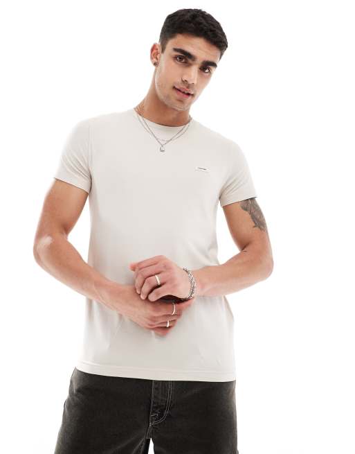 Calvin Klein - Smal T-shirt met stretch in beige