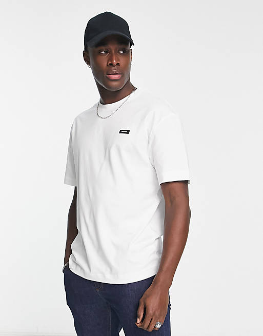 Calvin Klein small box logo T-shirt in white | ASOS