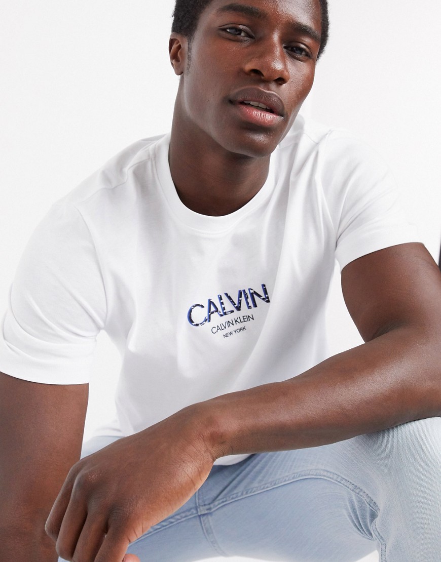 Calvin Klein small contrast shadow logo t-shirt in white
