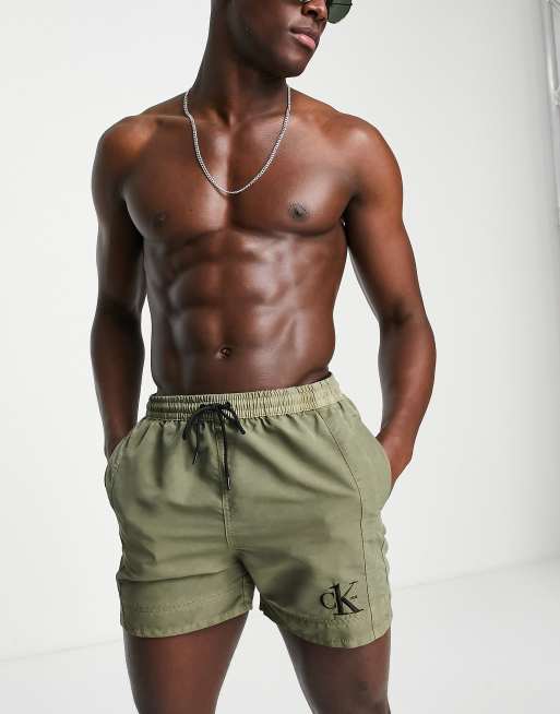 Khaki calvin deals klein swim shorts