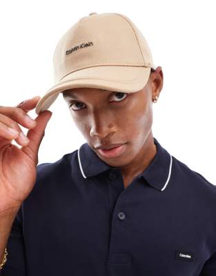 Calvin Klein small logo cap in beige-Neutral