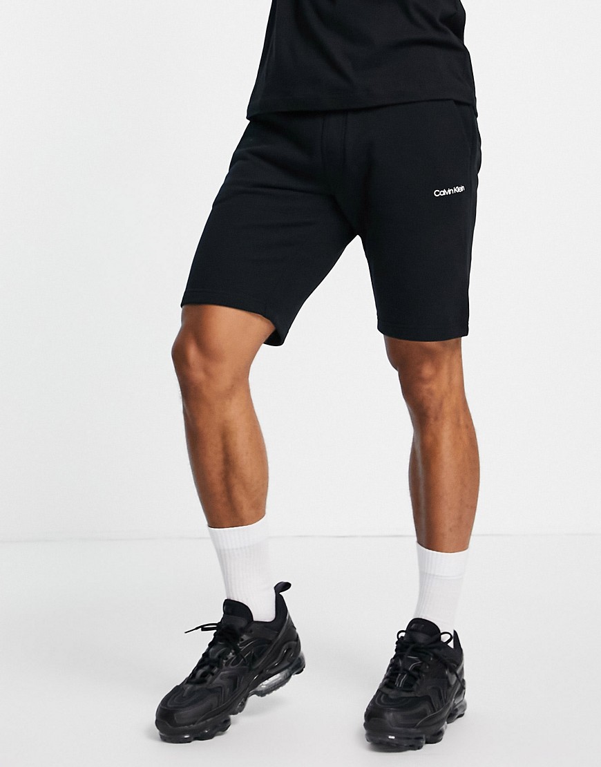 Calvin Klein small logo embroidery sweat shorts in black