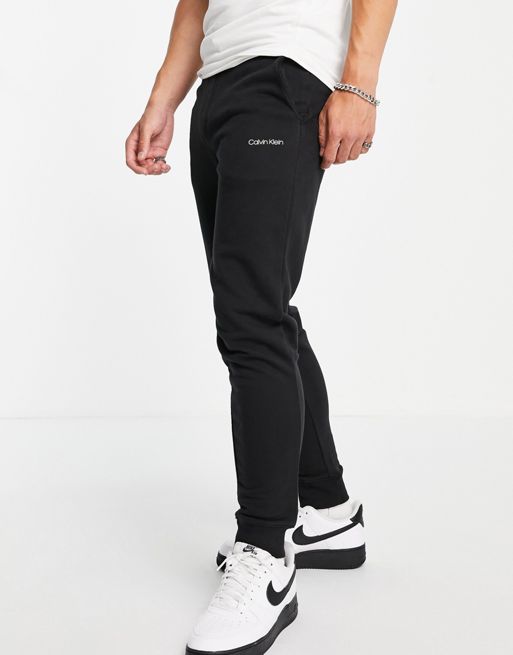 Calvin Klein small logo slim fit joggers in black