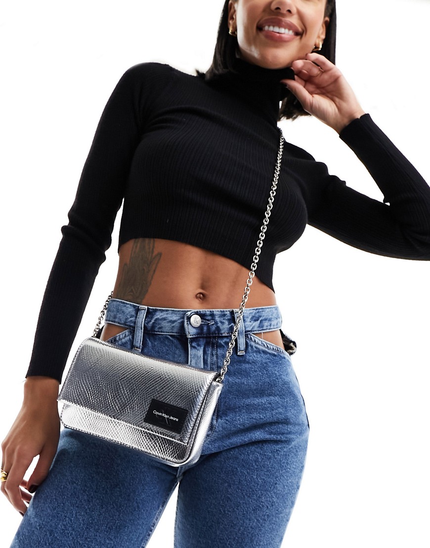 Calvin Klein Snakeskin Crossbody Wallet Bag in black