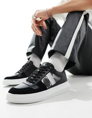 Calvin Klein Leather Trainers in black - ASOS Price Checker