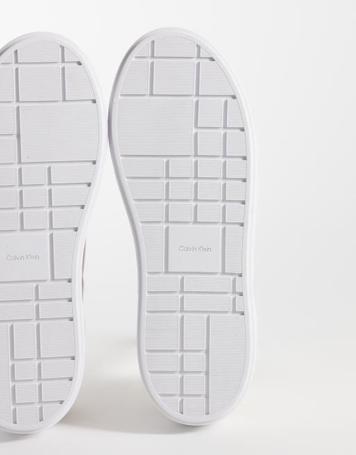 Calvin Klein - Sneakers flatform stringate color pesca, 4 di 5