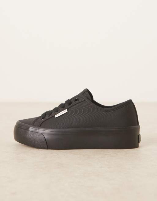 Calvin Klein - Sneakers flatform stringate nere, 2 di 5
