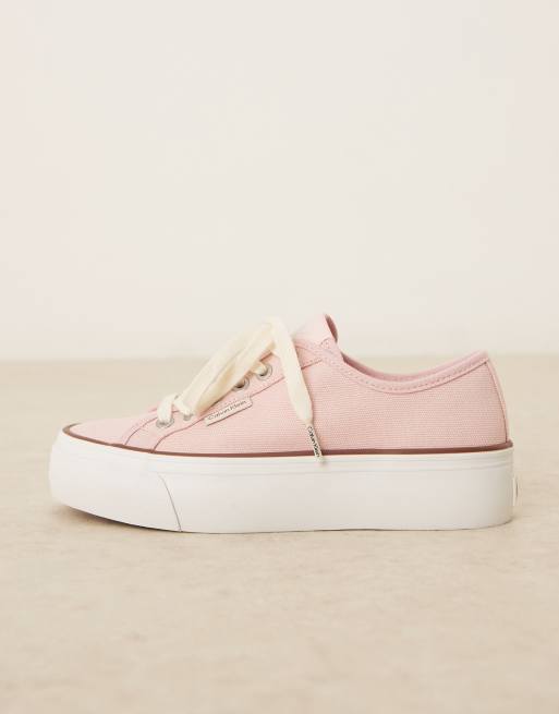 Calvin Klein - Sneakers in tela rosa con suola vulcanizzata flatform, 2 di 5