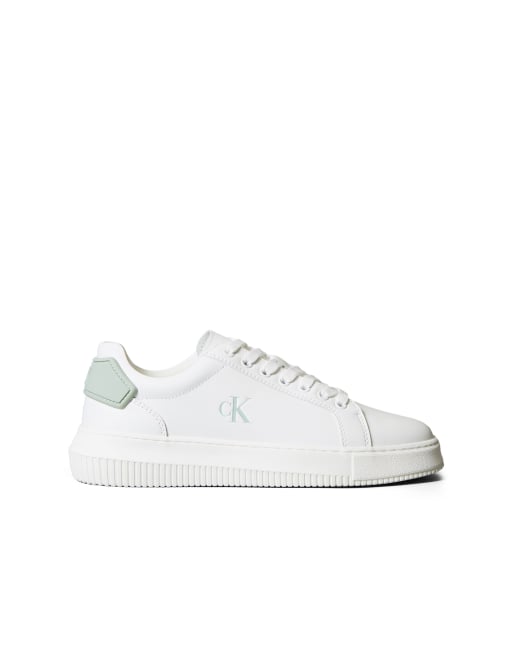 Calvin Klein - Sneakers met dikke cupzool in wit en groen, 4 van 5