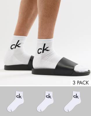 Calvin Klein  Bia?e skarpety o d?ugo?ci trzy czwarte 3 komplet-Bia?y Bia?y