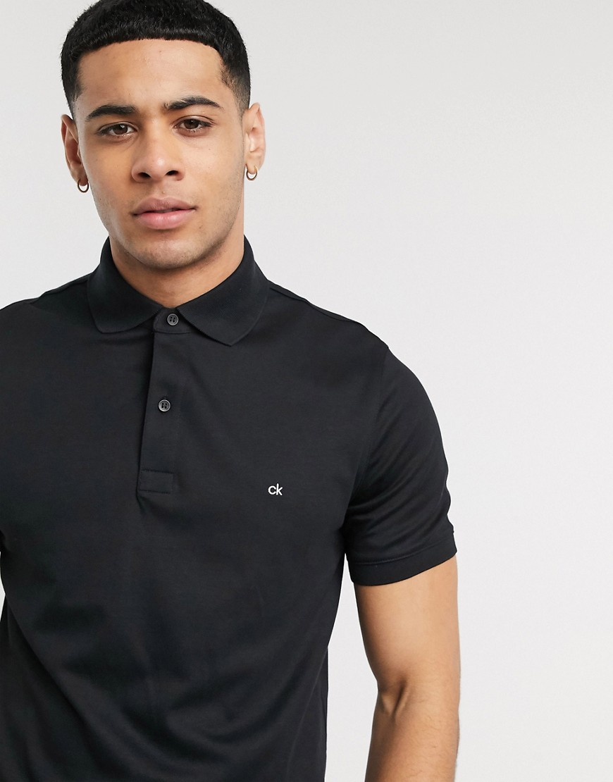 Calvin Klein soft interlock chest logo polo shirt-Black