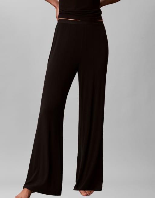 Calvin Klein Soft modal rib pyjama pants in black, 3 of 6