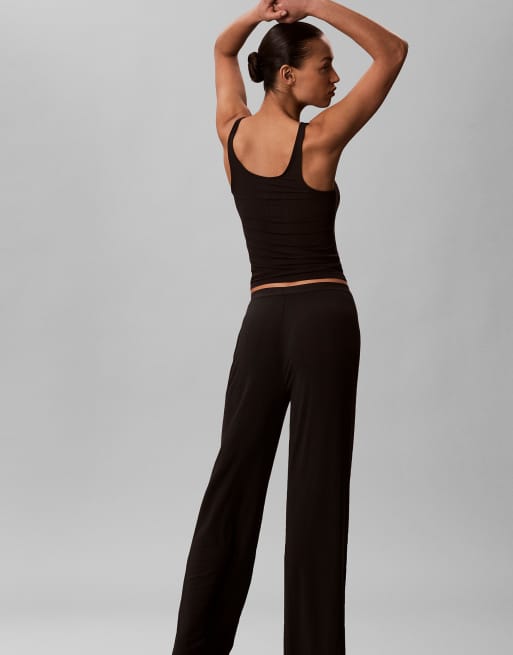 Calvin Klein Soft modal rib pyjama pants in black, 4 of 6