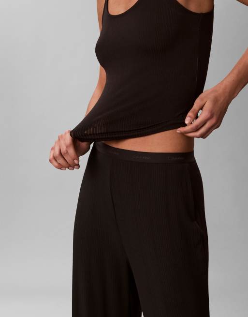Calvin Klein Soft modal rib pyjama pants in black, 5 of 6