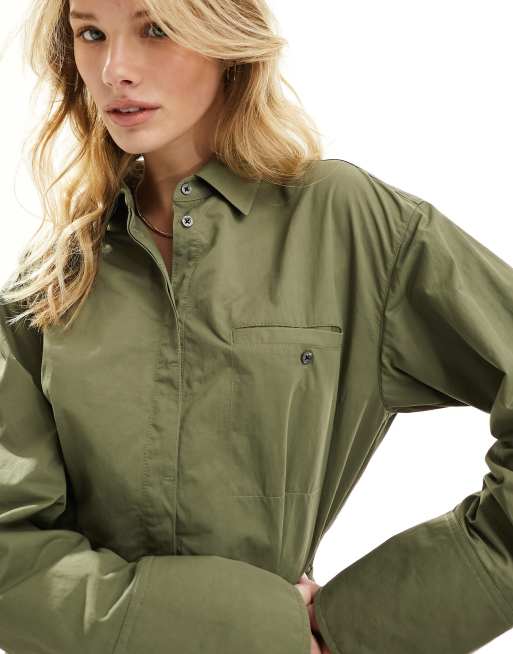 Calvin Klein Soft Nylon Shirt Dress in green