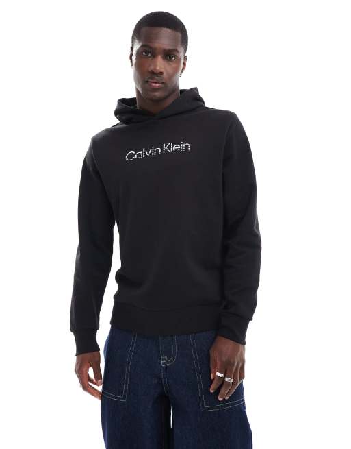 Calvin Klein - Sort hættetrøje med gradueret logoprint