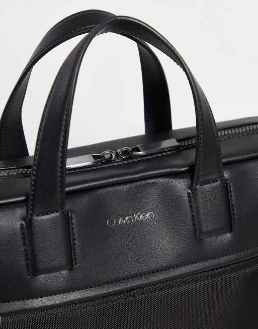 Calvin Klein - Sort laptoptaske med logo i imiteret læder, 3 af 4