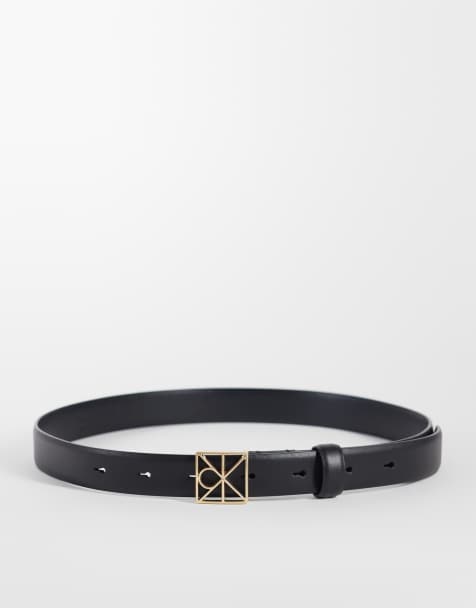 Calvin Klein - Sort læderbælte på 25 mm med metalspænde med emblem - view 1