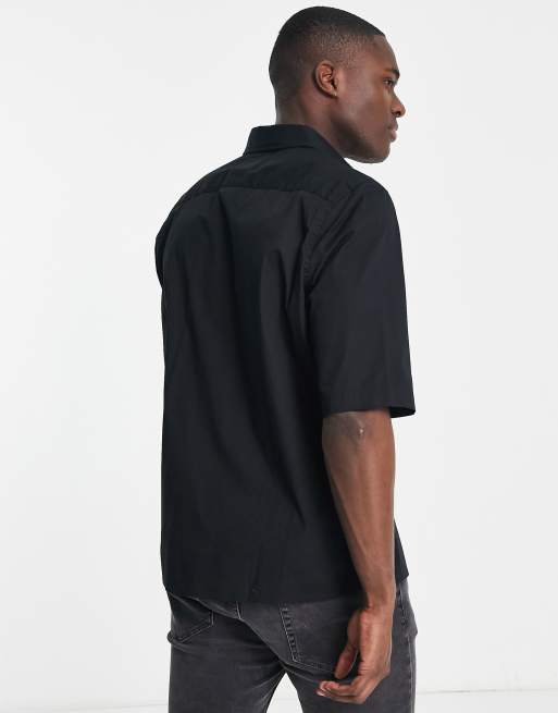 Calvin Klein - Sort poplin-skjorte med korte ærmer og stretch, 2 af 4