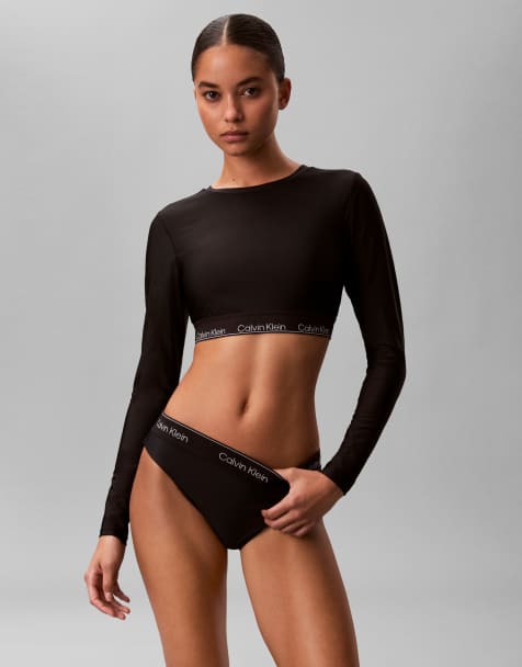 Calvin Klein - Sorte bikinitrusser med linning med logo - view 1