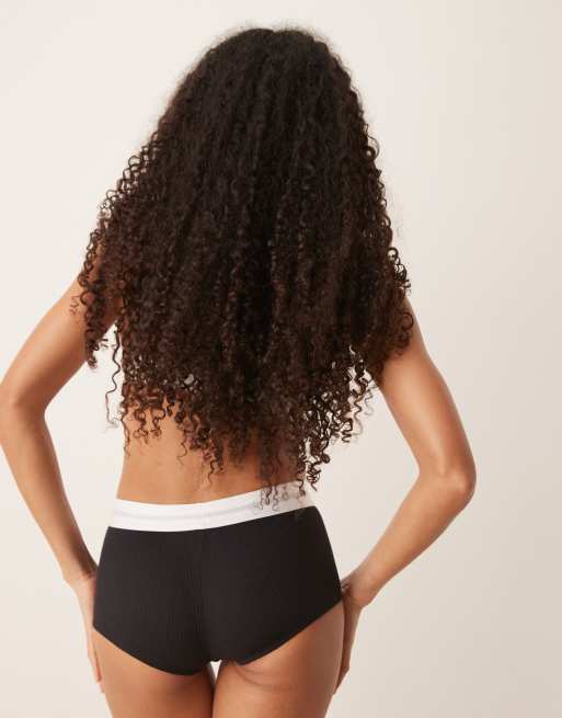 Calvin Klein - Sorte boyshorts i ribstrikket modal, 4 af 4