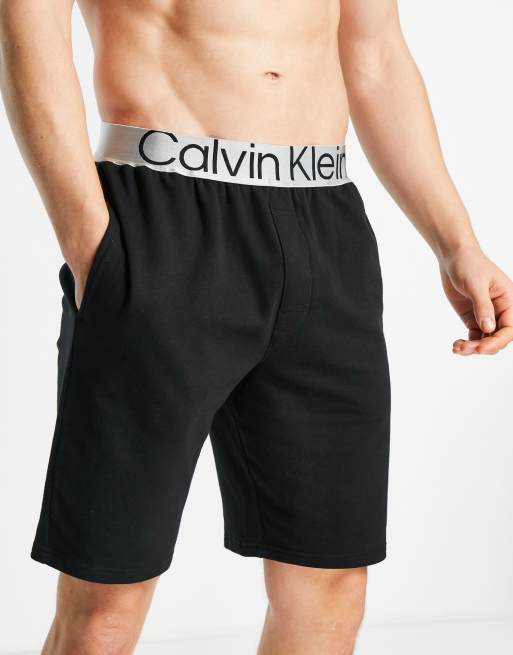 Calvin Klein - Sorte pyjamasshorts med kontrast-taljebånd - Del af sæt