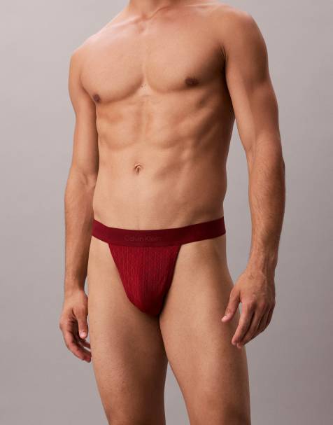 Calvin Klein – Spitzen-Tanga in Burgunderrot - view 1