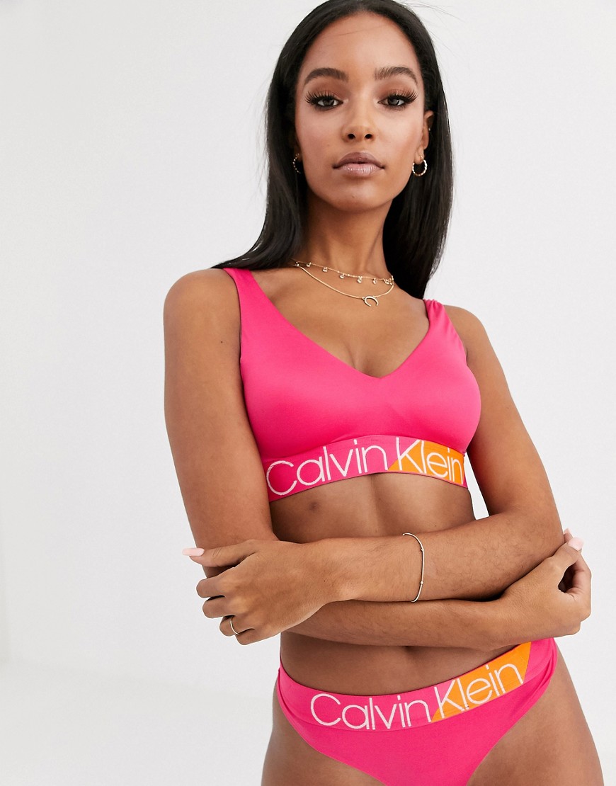 Calvin Klein split logo bralet in pink