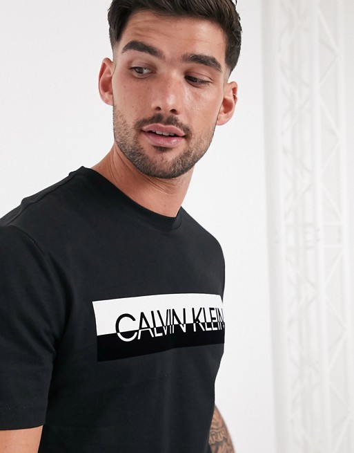 Calvin Klein split logo t-shirt in black