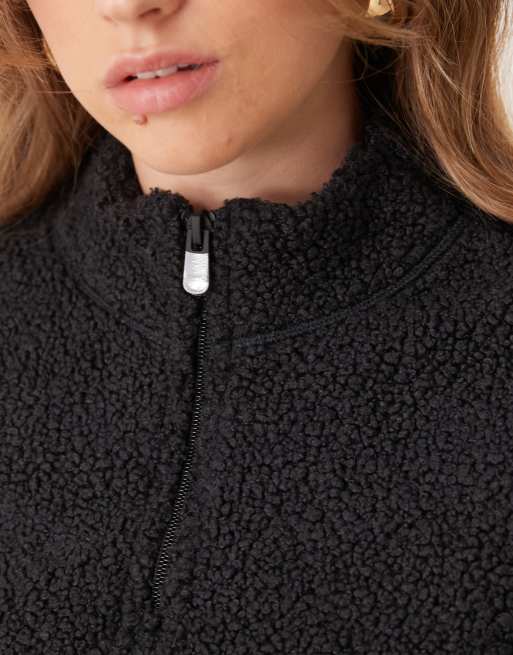 Calvin Klein Sport sherpa half zip jacket in black, 4 of 4